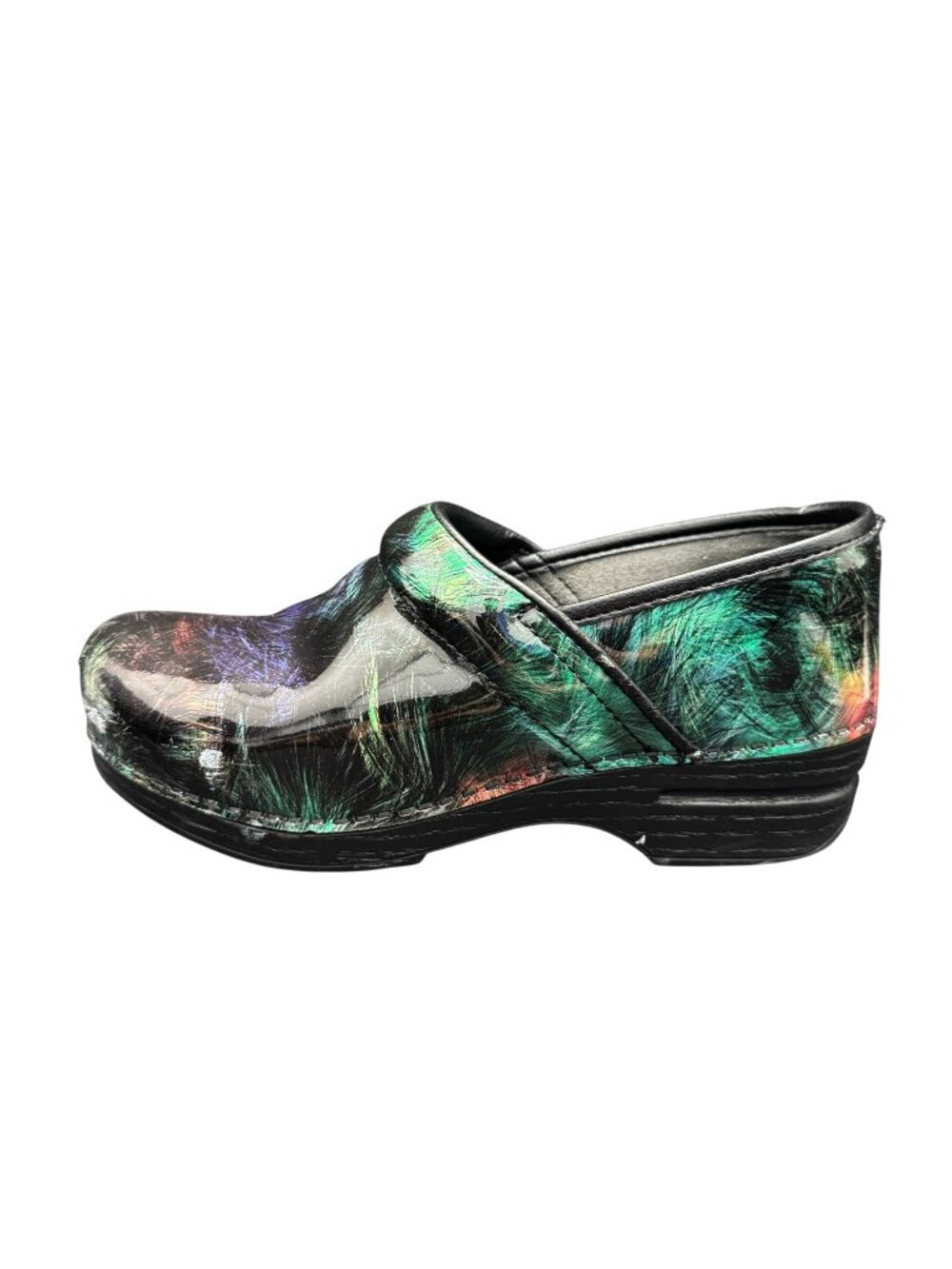 Dansko Professional Clog Women's Black Multicolor Scribble Pattern, Size 38